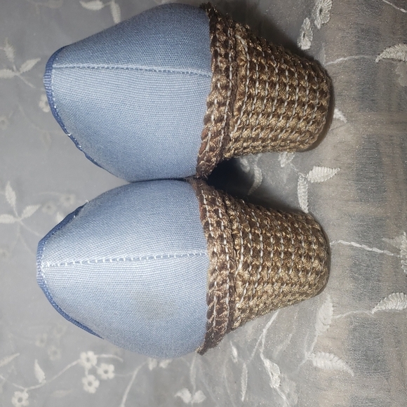 Vintage espadrilles baby blue canvas and braided wedge,women's size 7. - Picture 4 of 9